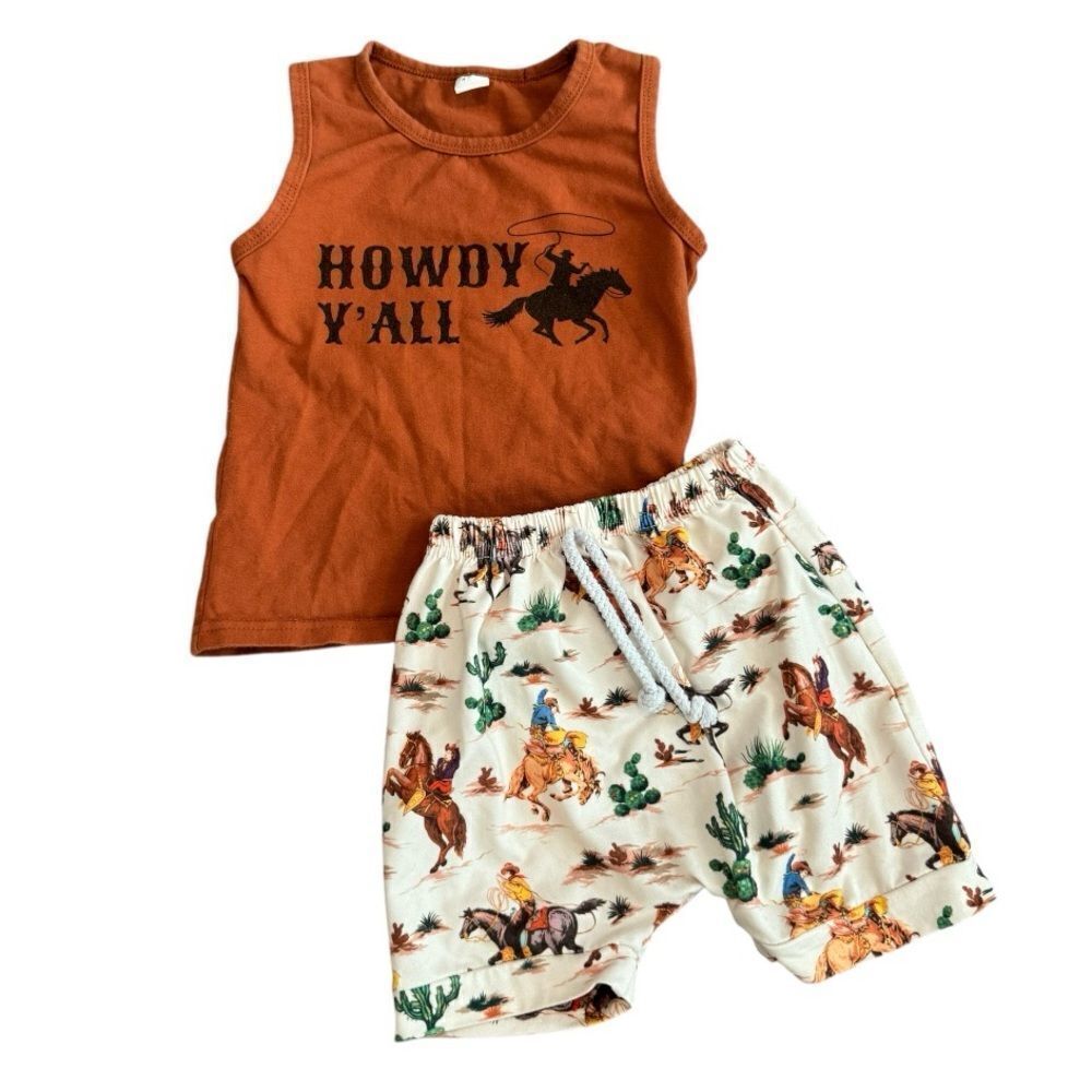"Howdy Y'all" Baby Toddler Western Cowboy Outfit Set